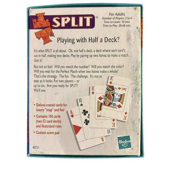 Parker Brothers Vintage Split Card Game 2001 Edition with Instructions - Picture 8 of 12